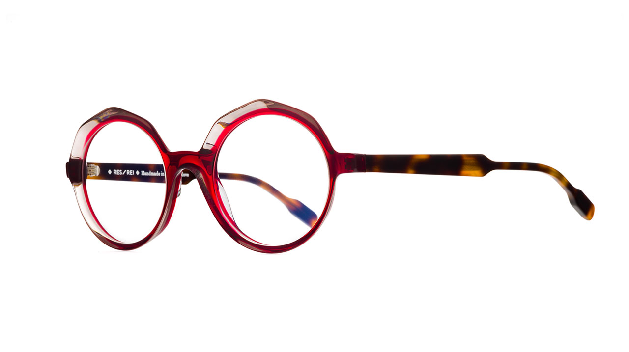 Paire de lunettes de vue Res-rei Copper couleur rouge - Côté à angle - Doyle