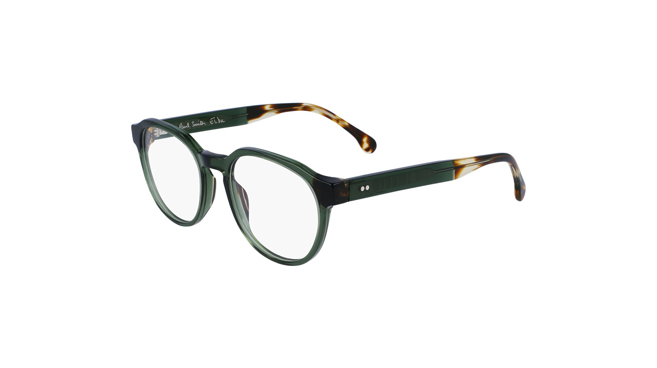 Paire de lunettes de vue Paul-smith Elba couleur vert - Côté à angle - Doyle