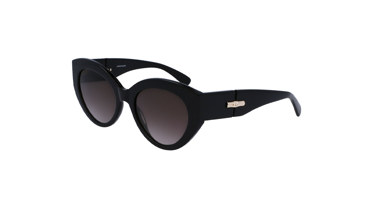 Paire de lunettes de soleil Longchamp Lo722s couleur noir - Côté à angle - Doyle