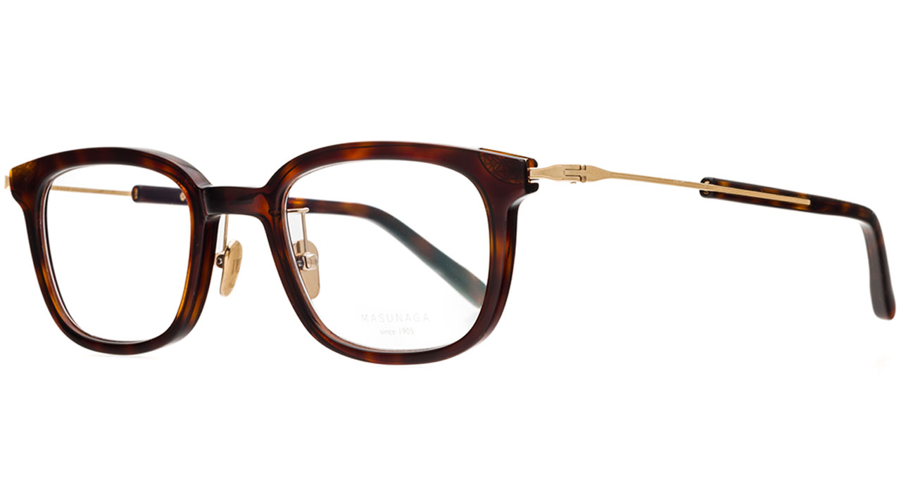 Paire de lunettes de vue Masunaga Gms124 couleur brun - Côté à angle - Doyle
