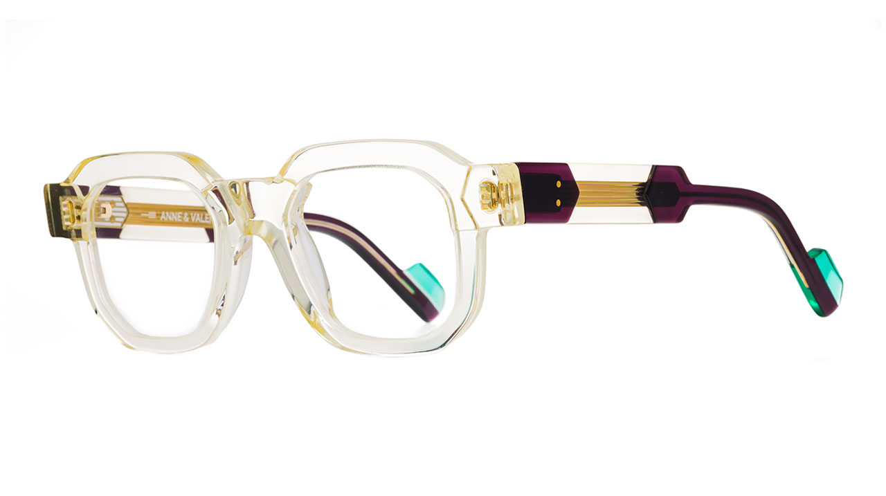 Paire de lunettes de vue Annevalentin Winstons couleur jaune - Côté à angle - Doyle