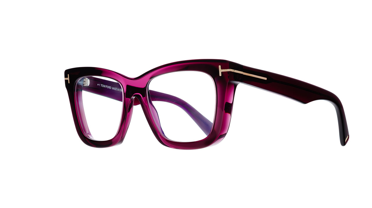 Paire de lunettes de vue Tom-ford Tf5881-b couleur mauve - Côté à angle - Doyle