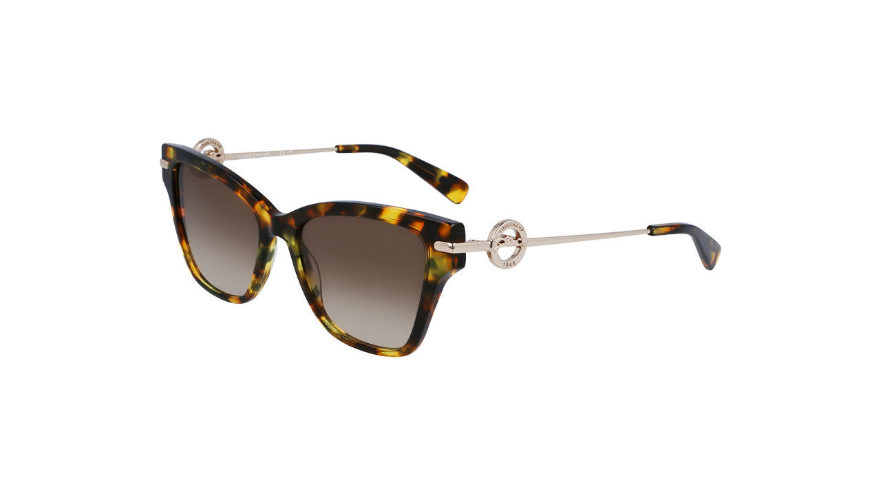 Paire de lunettes de soleil Longchamp Lo737s couleur brun - Côté à angle - Doyle