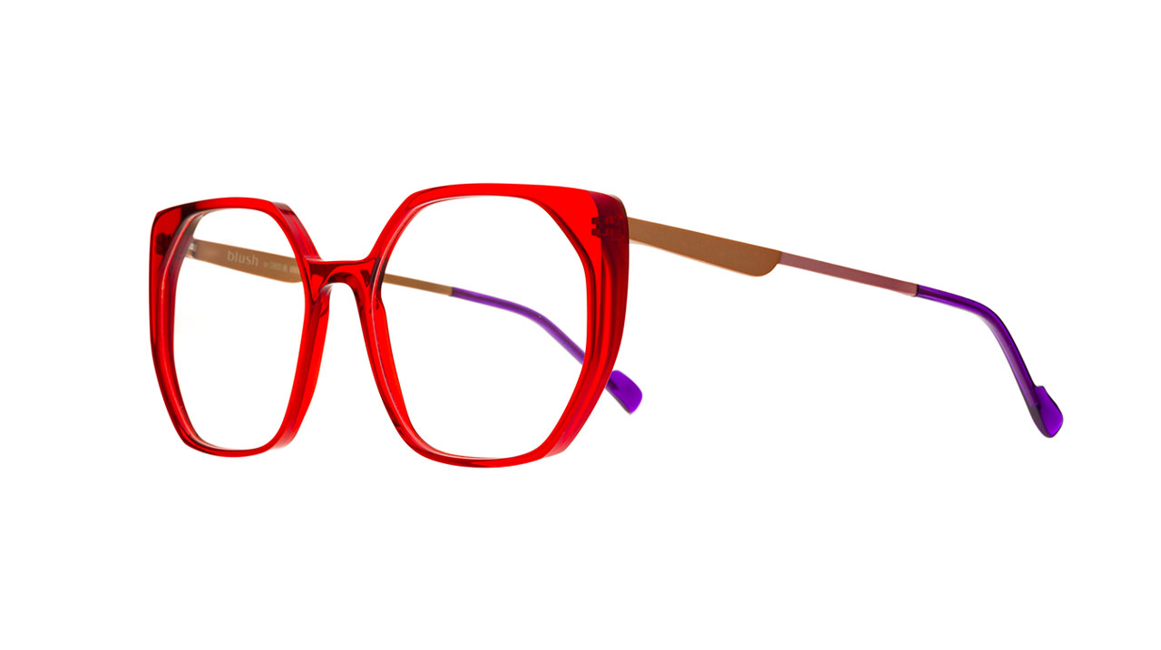 Paire de lunettes de vue Blush Douchka couleur rouge - Côté à angle - Doyle
