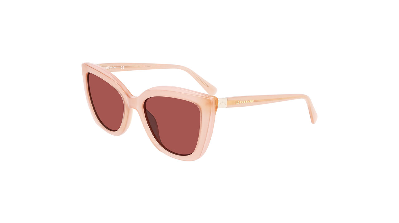 Paire de lunettes de soleil Longchamp Lo695s couleur rose - Côté à angle - Doyle