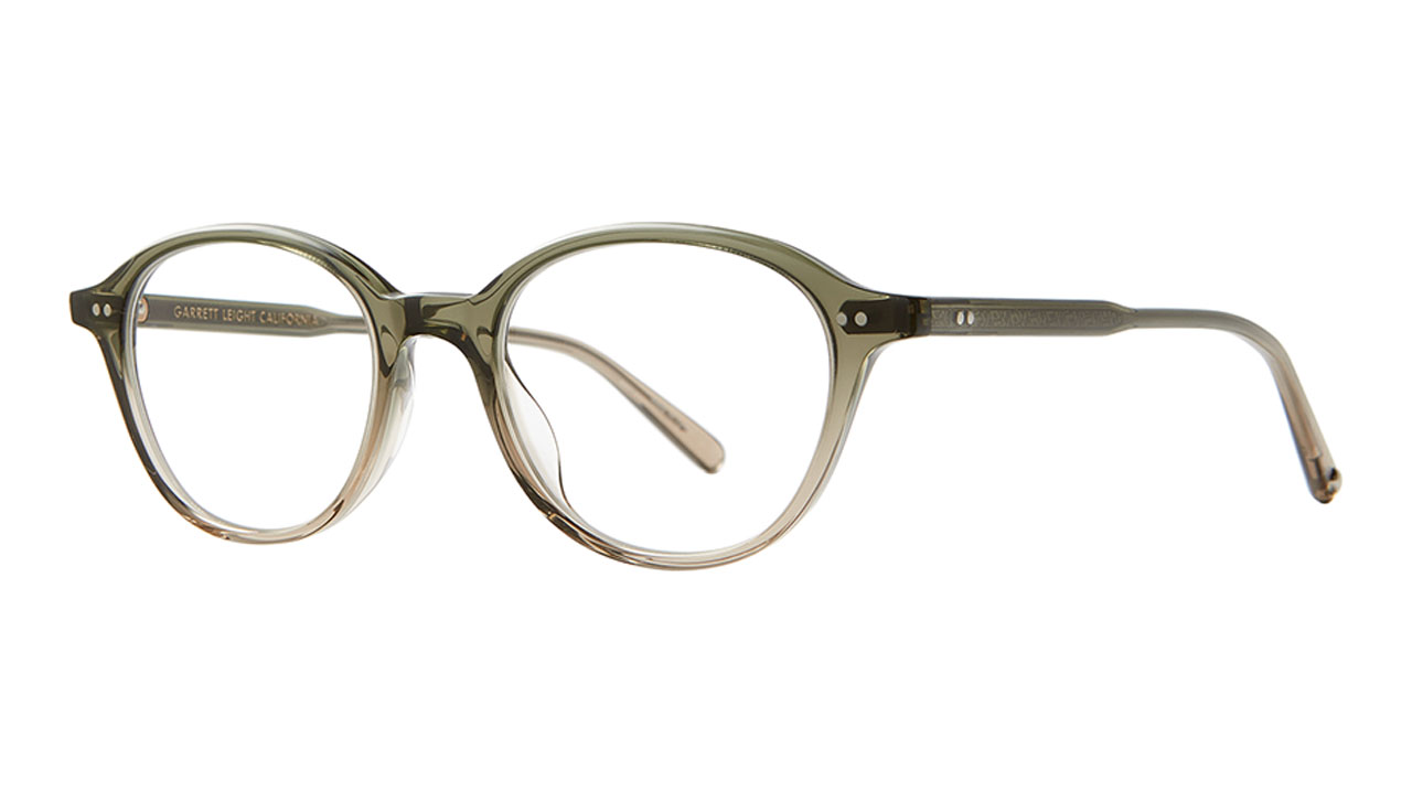 Paire de lunettes de vue Garrett-leight Franklin couleur vert - Côté à angle - Doyle