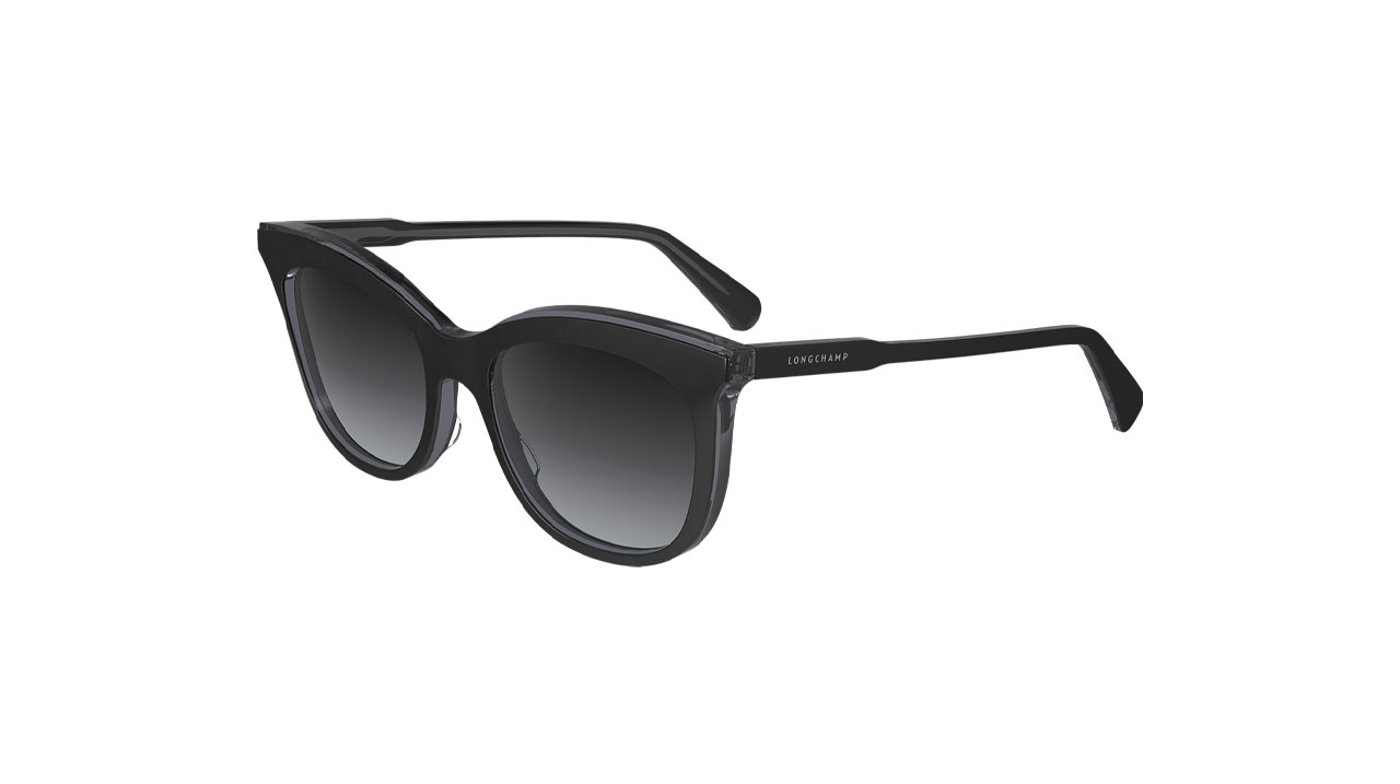 Paire de lunettes de soleil Longchamp Lo738s couleur noir - Côté à angle - Doyle