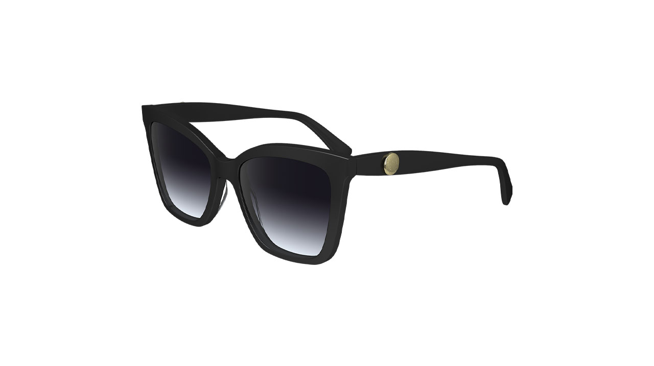 Paire de lunettes de soleil Longchamp Lo742s couleur noir - Côté à angle - Doyle