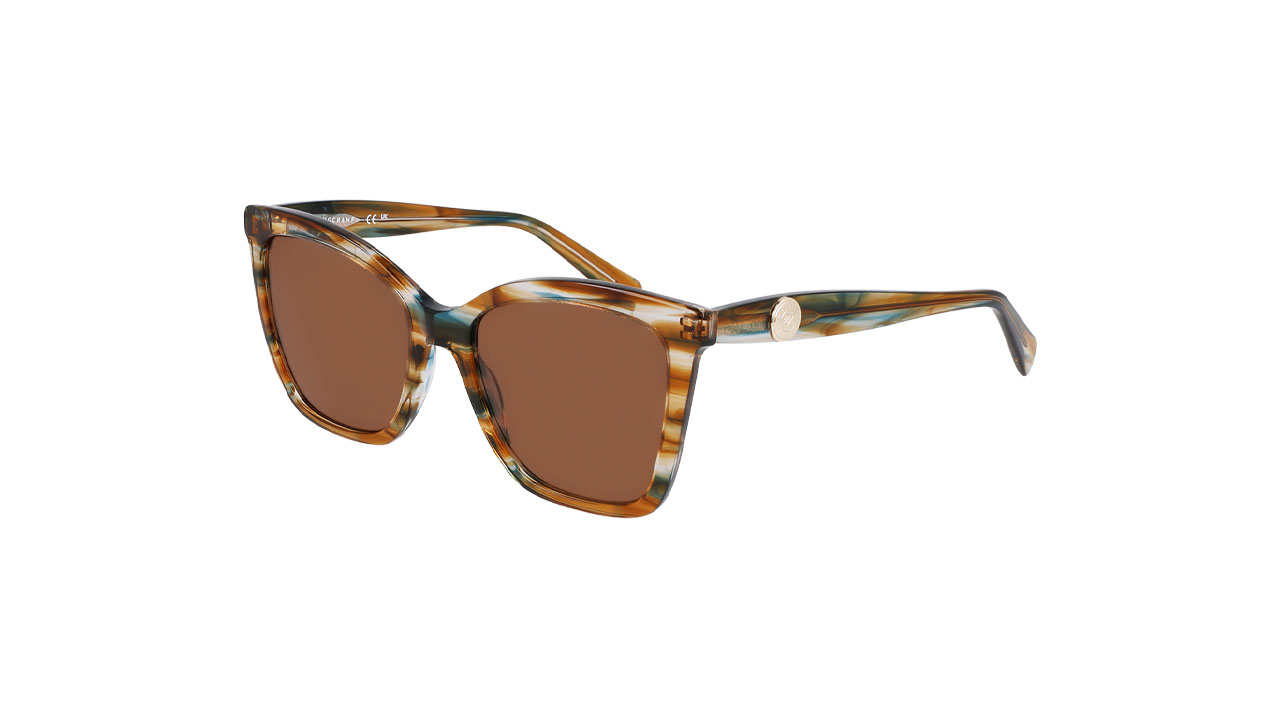 Paire de lunettes de soleil Longchamp Lo742s couleur brun - Côté à angle - Doyle