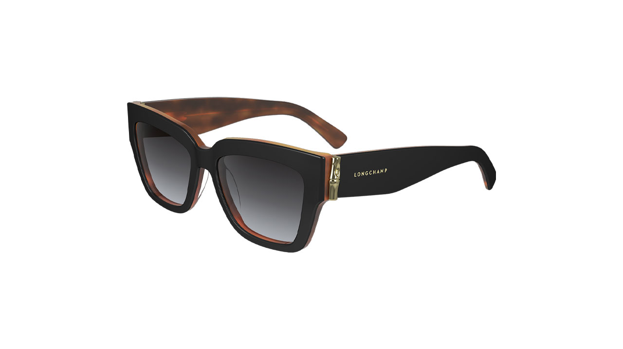 Paire de lunettes de soleil Longchamp Lo745s couleur noir - Côté à angle - Doyle