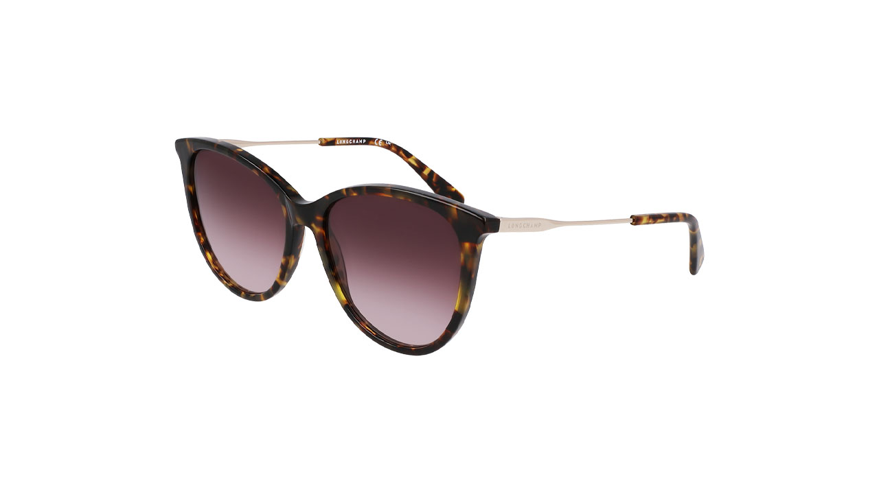 Paire de lunettes de soleil Longchamp Lo746s couleur brun - Côté à angle - Doyle