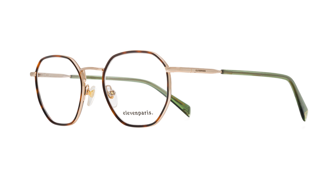 Paire de lunettes de vue Elevenparis Epma008 couleur brun - Côté à angle - Doyle