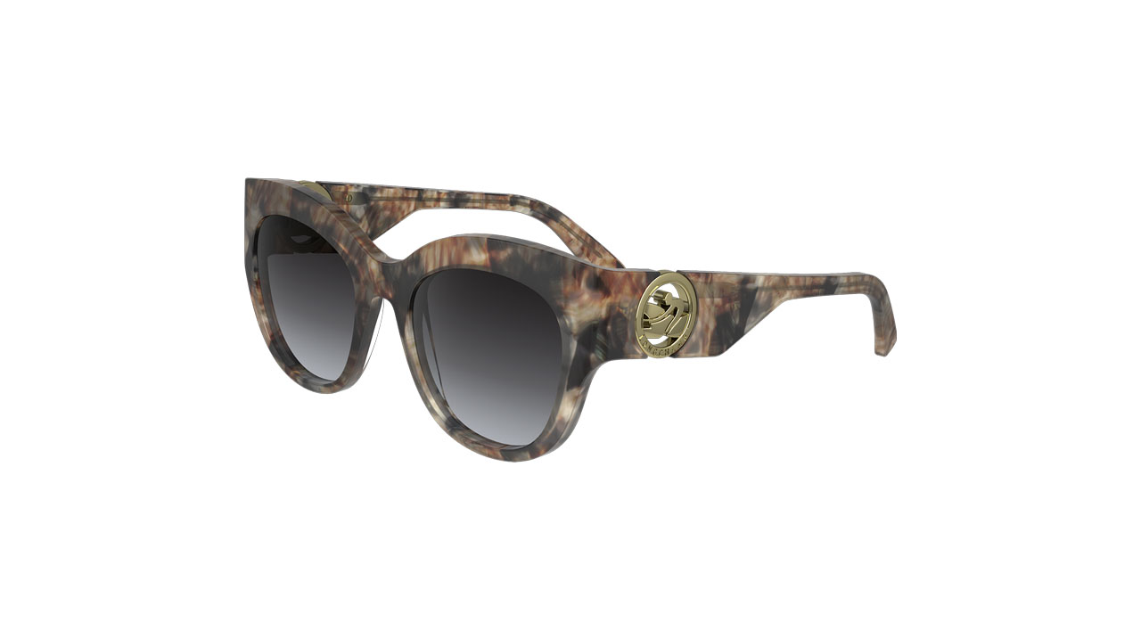 Paire de lunettes de soleil Longchamp Lo740s couleur brun - Côté à angle - Doyle