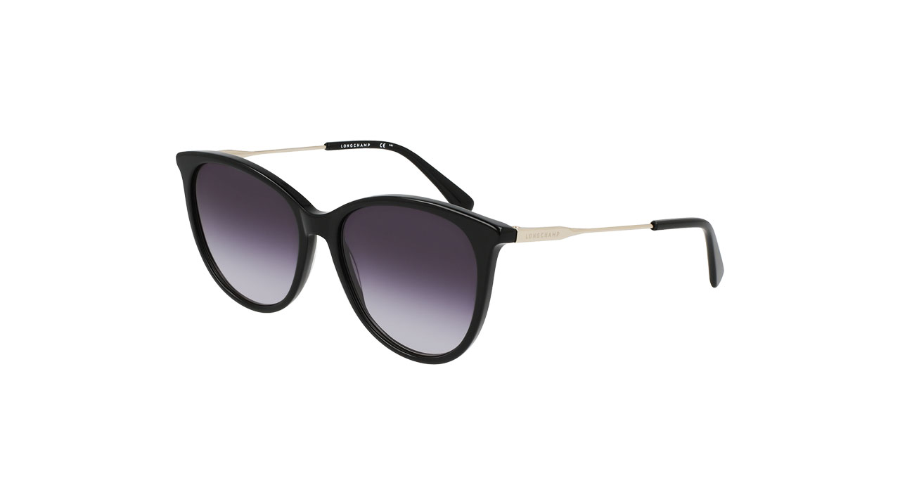 Paire de lunettes de soleil Longchamp Lo746s couleur noir - Côté à angle - Doyle