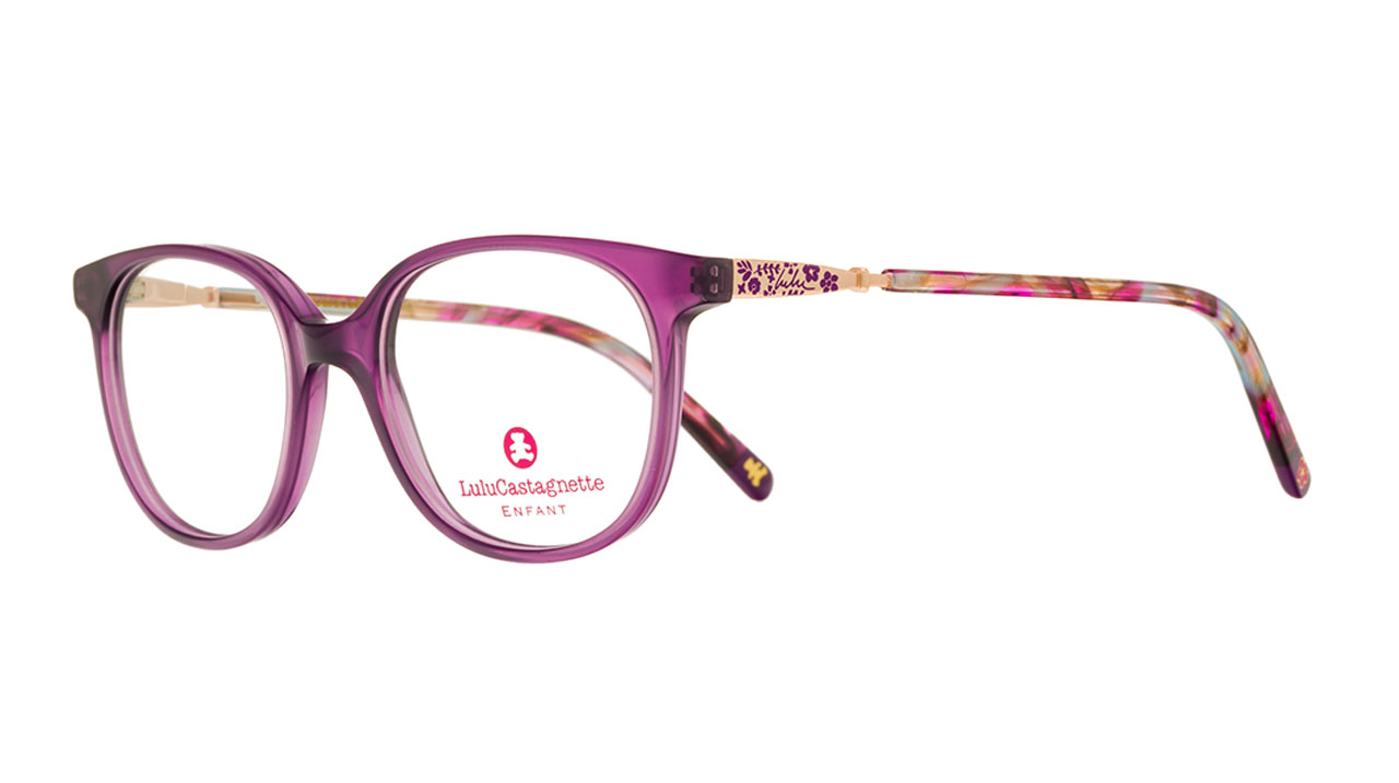 Paire de lunettes de vue Lulu-castagnette Leam036 couleur mauve - Côté à angle - Doyle