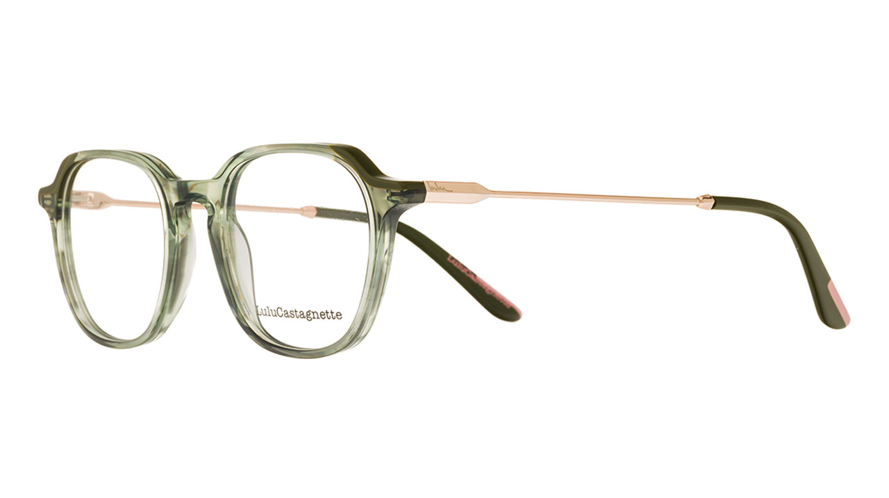 Paire de lunettes de vue Lulu-castagnette Lfam109 couleur vert - Côté à angle - Doyle