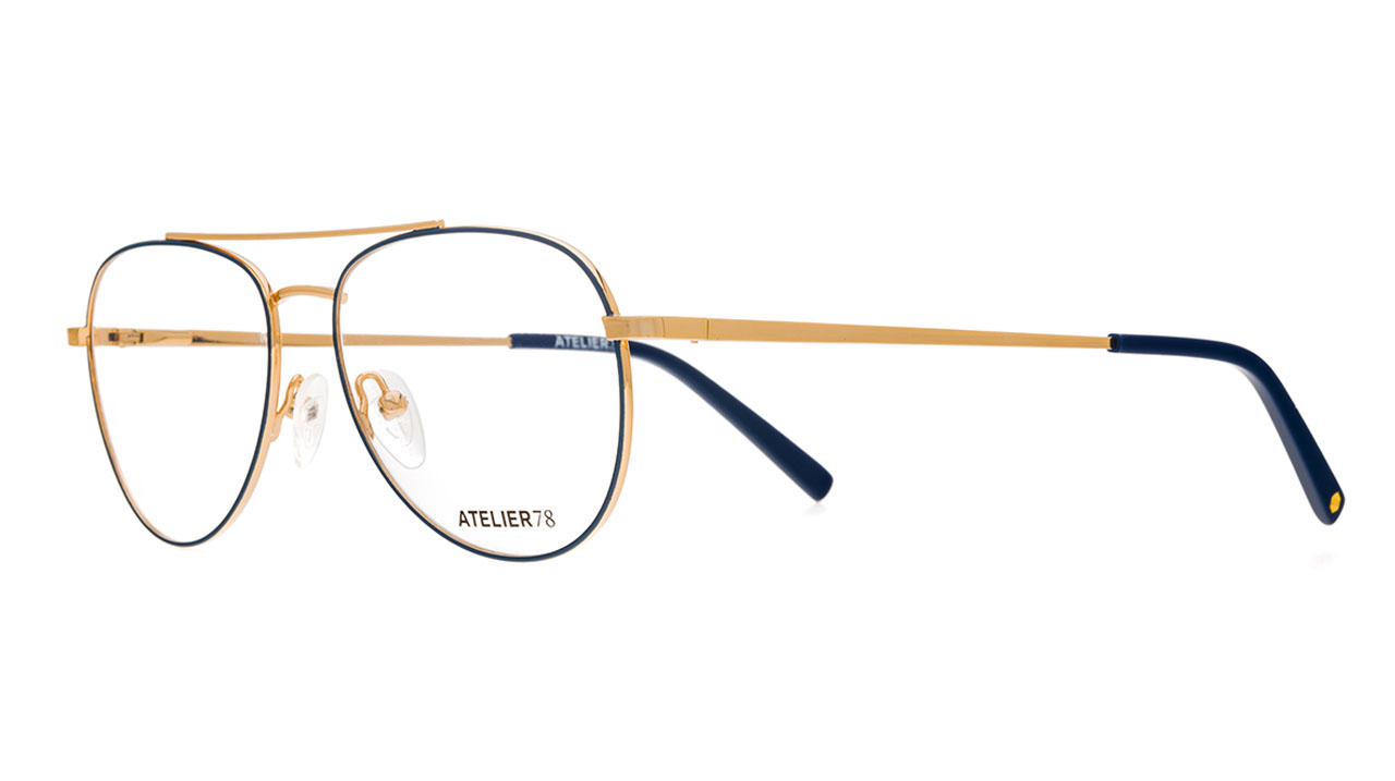 Paire de lunettes de vue Atelier-78 Atsix 2.0 couleur marine - Côté à angle - Doyle