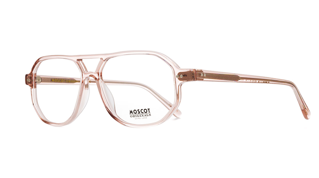 Paire de lunettes de vue Moscot Gazeektal couleur rose - Côté à angle - Doyle