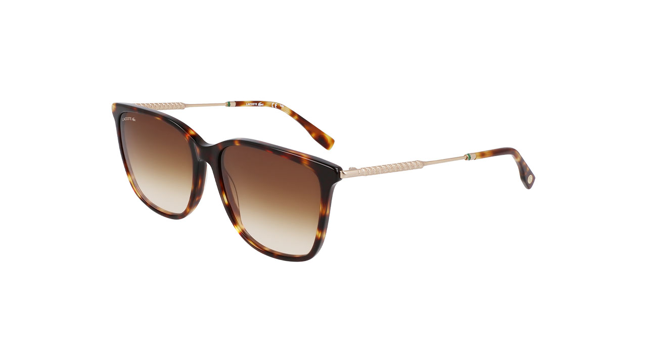 Paire de lunettes de soleil Lacoste L6016s couleur brun - Côté à angle - Doyle
