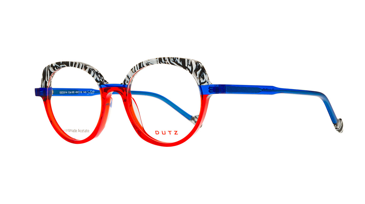 Paire de lunettes de vue Dutz Dz2314 couleur rouge - Côté à angle - Doyle