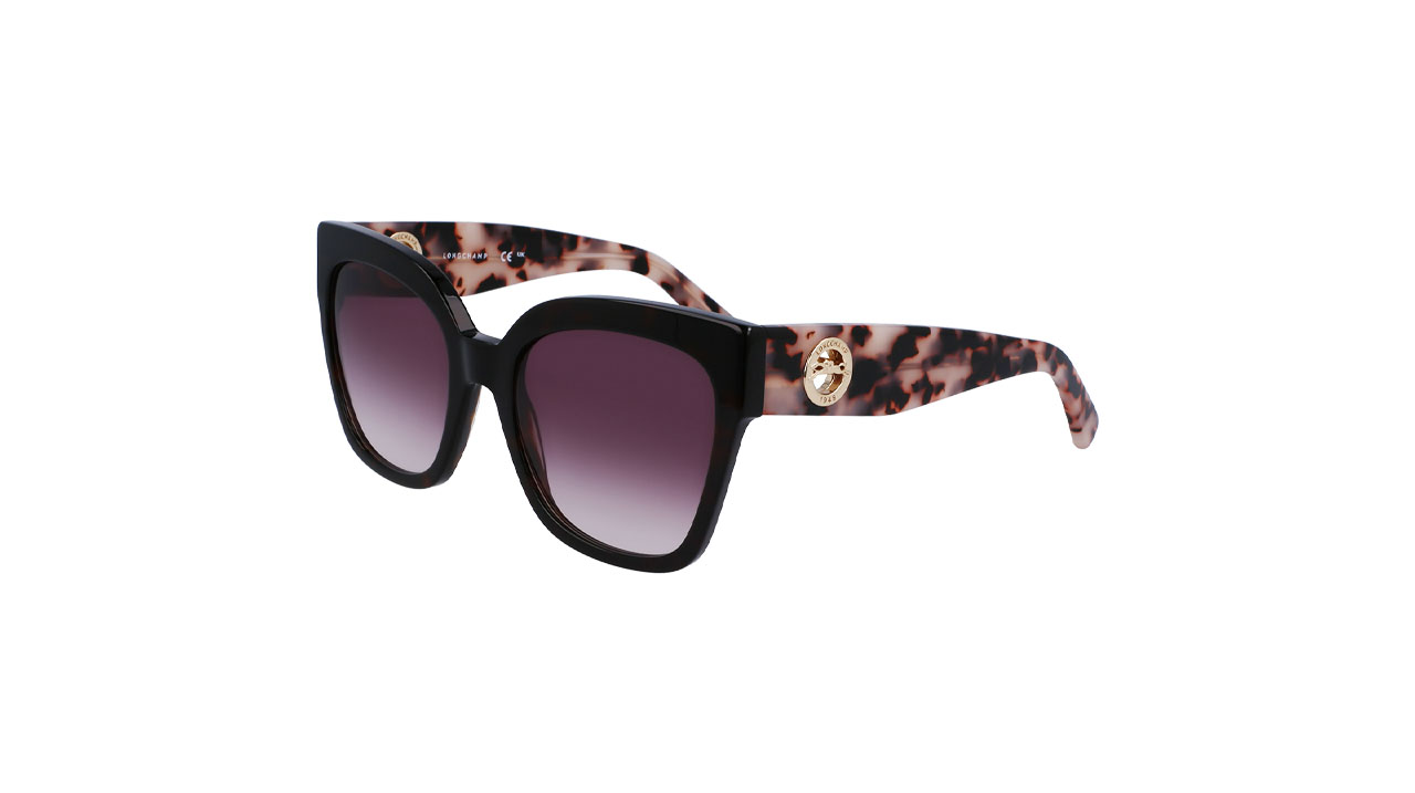 Paire de lunettes de soleil Longchamp Lo717s couleur noir - Côté à angle - Doyle