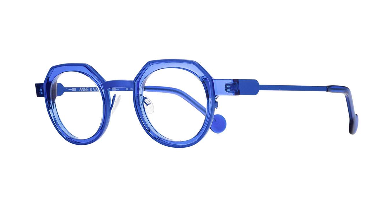 Paire de lunettes de vue Annevalentin Balka couleur bleu - Côté à angle - Doyle