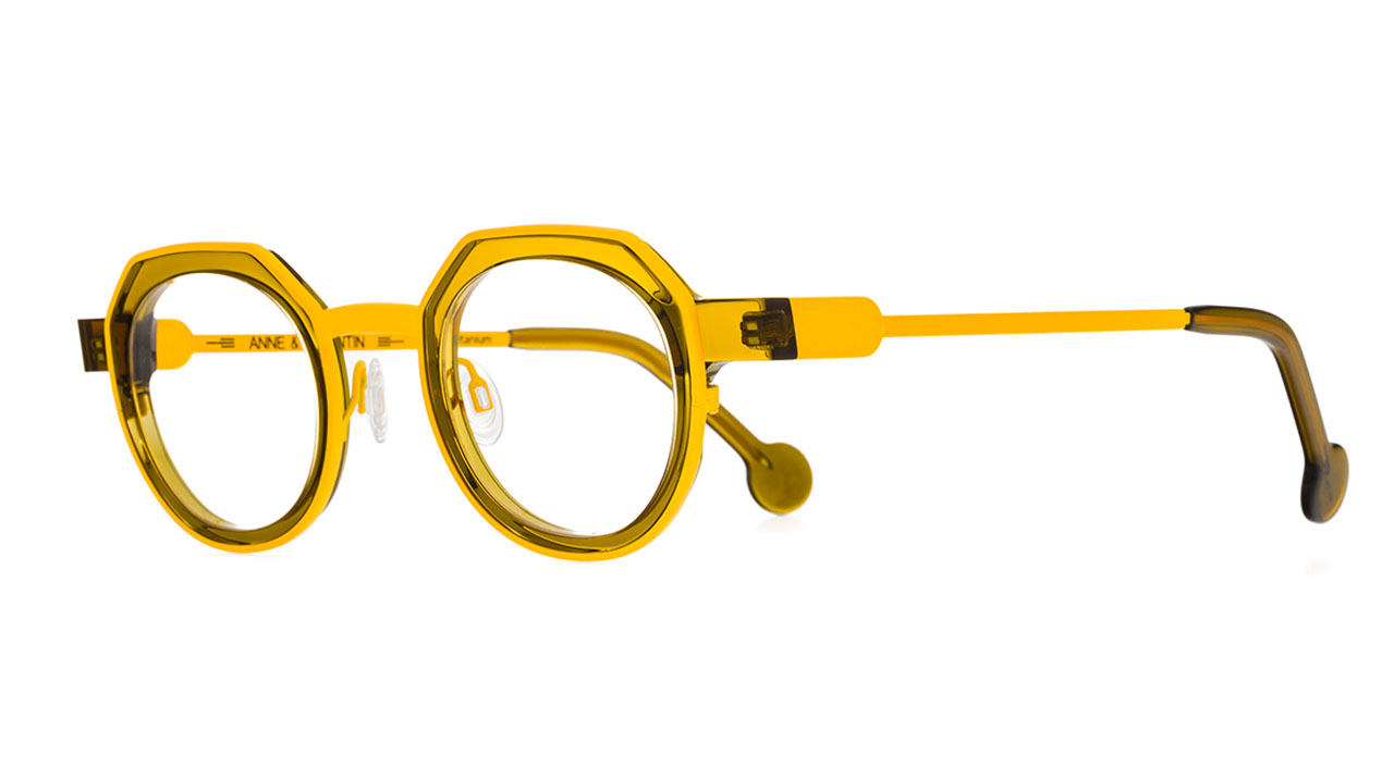 Paire de lunettes de vue Annevalentin Balka couleur jaune - Côté à angle - Doyle