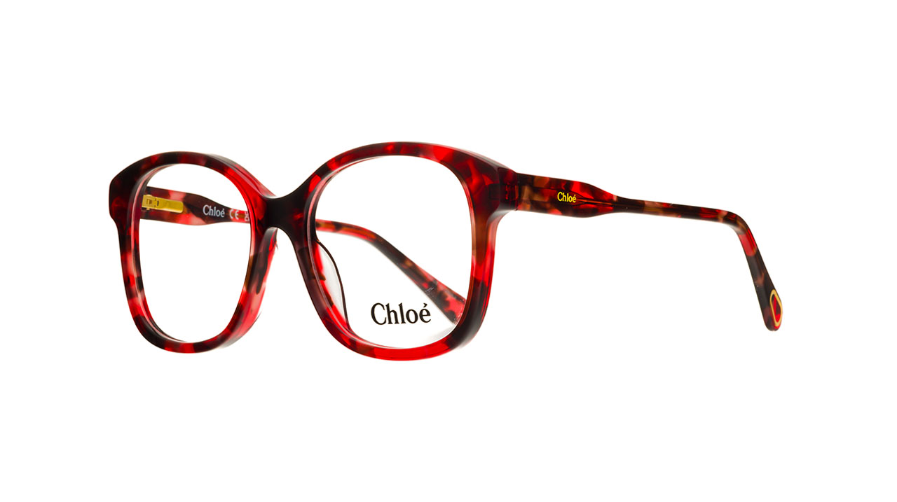 Paire de lunettes de vue Chloe Cc0013o couleur rouge - Côté à angle - Doyle