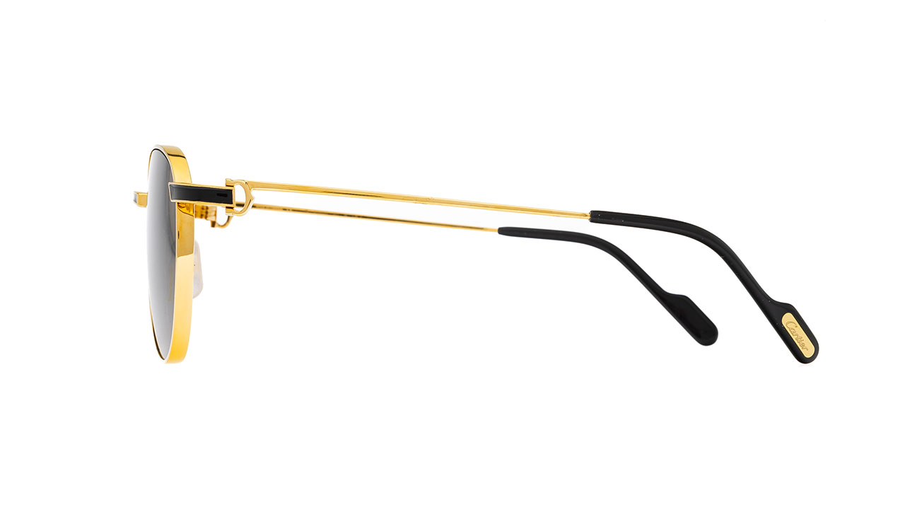 Paire de lunettes de soleil Cartier Ct0335s couleur noir or - Côté droit - Doyle