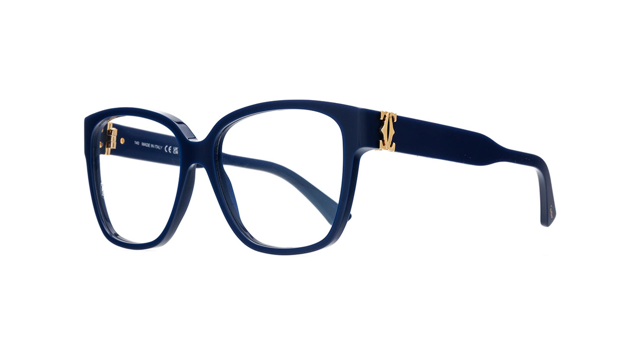 Paire de lunettes de vue Cartier Ct0451o couleur bleu - Côté à angle - Doyle
