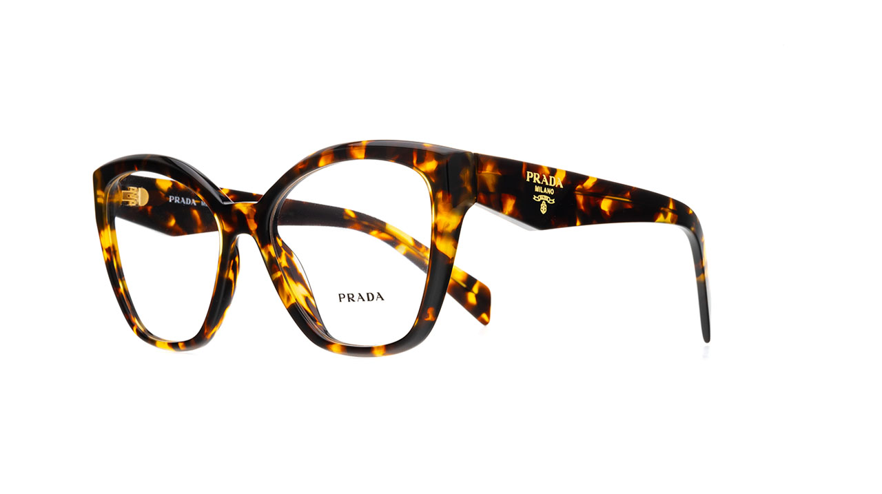 Paire de lunettes de vue Prada Pr20z couleur havane - Côté à angle - Doyle