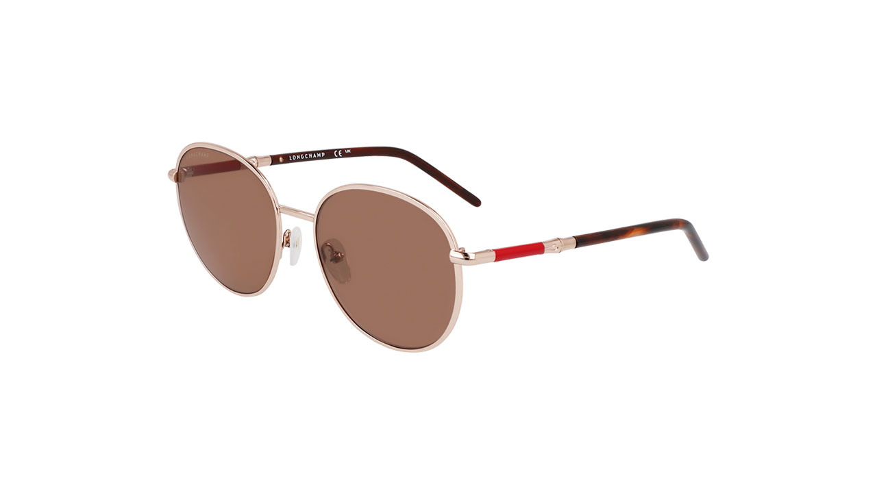Paire de lunettes de soleil Longchamp Lo171s couleur or rose - Côté à angle - Doyle