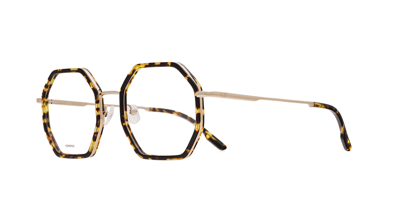 Paire de lunettes de vue Komono The janet couleur havane or - Côté à angle - Doyle