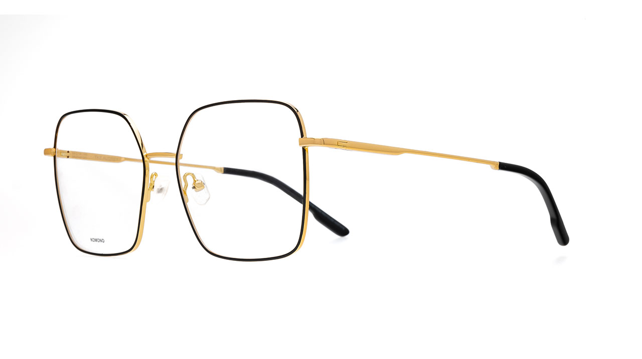 Paire de lunettes de vue Komono The audrey couleur noir or - Côté à angle - Doyle