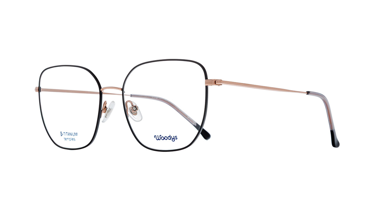 Paire de lunettes de vue Woodys Ravie couleur noir - Côté à angle - Doyle