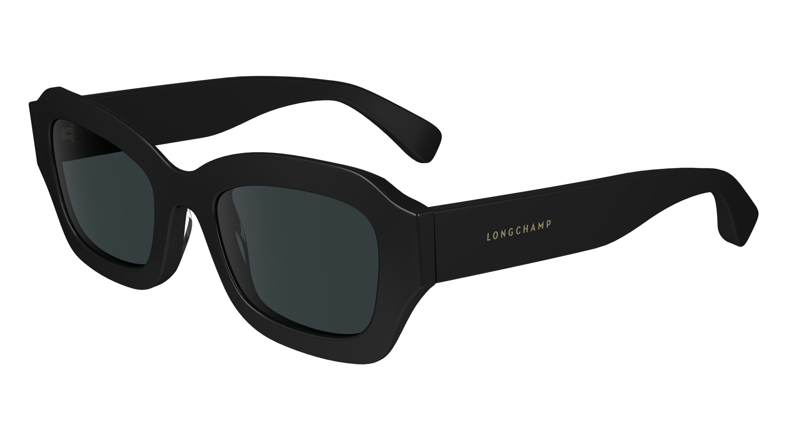 Paire de lunettes de soleil Longchamp Lo749s couleur noir - Côté à angle - Doyle