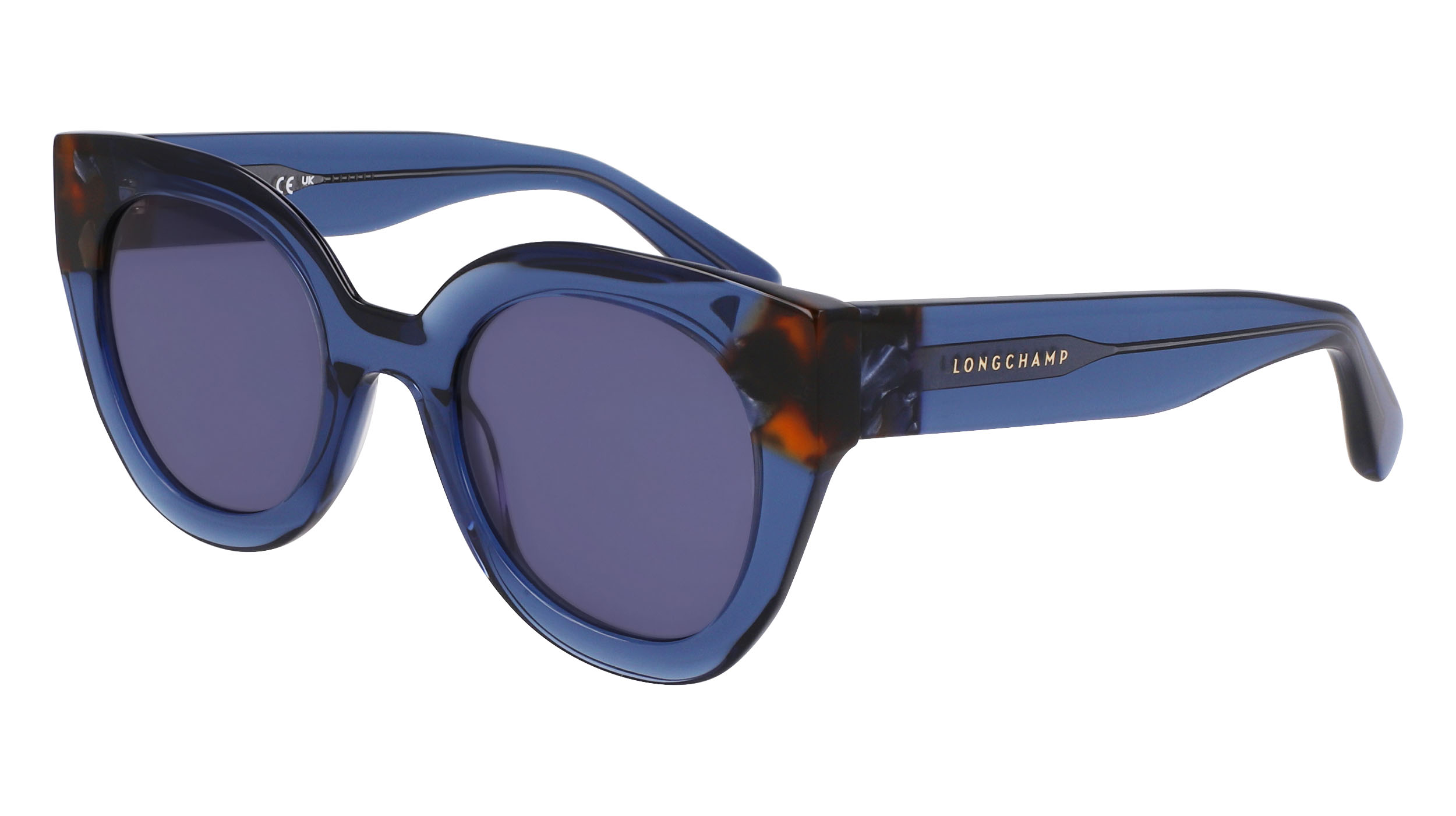 Paire de lunettes de soleil Longchamp Lo750s couleur marine - Côté à angle - Doyle
