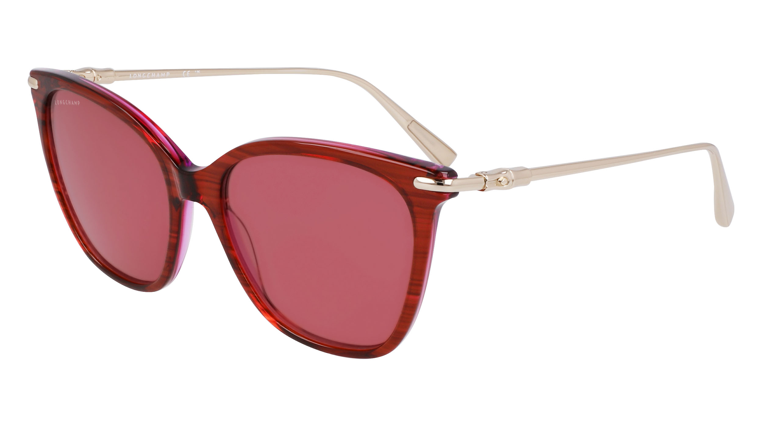 Paire de lunettes de soleil Longchamp Lo757s couleur rose - Côté à angle - Doyle