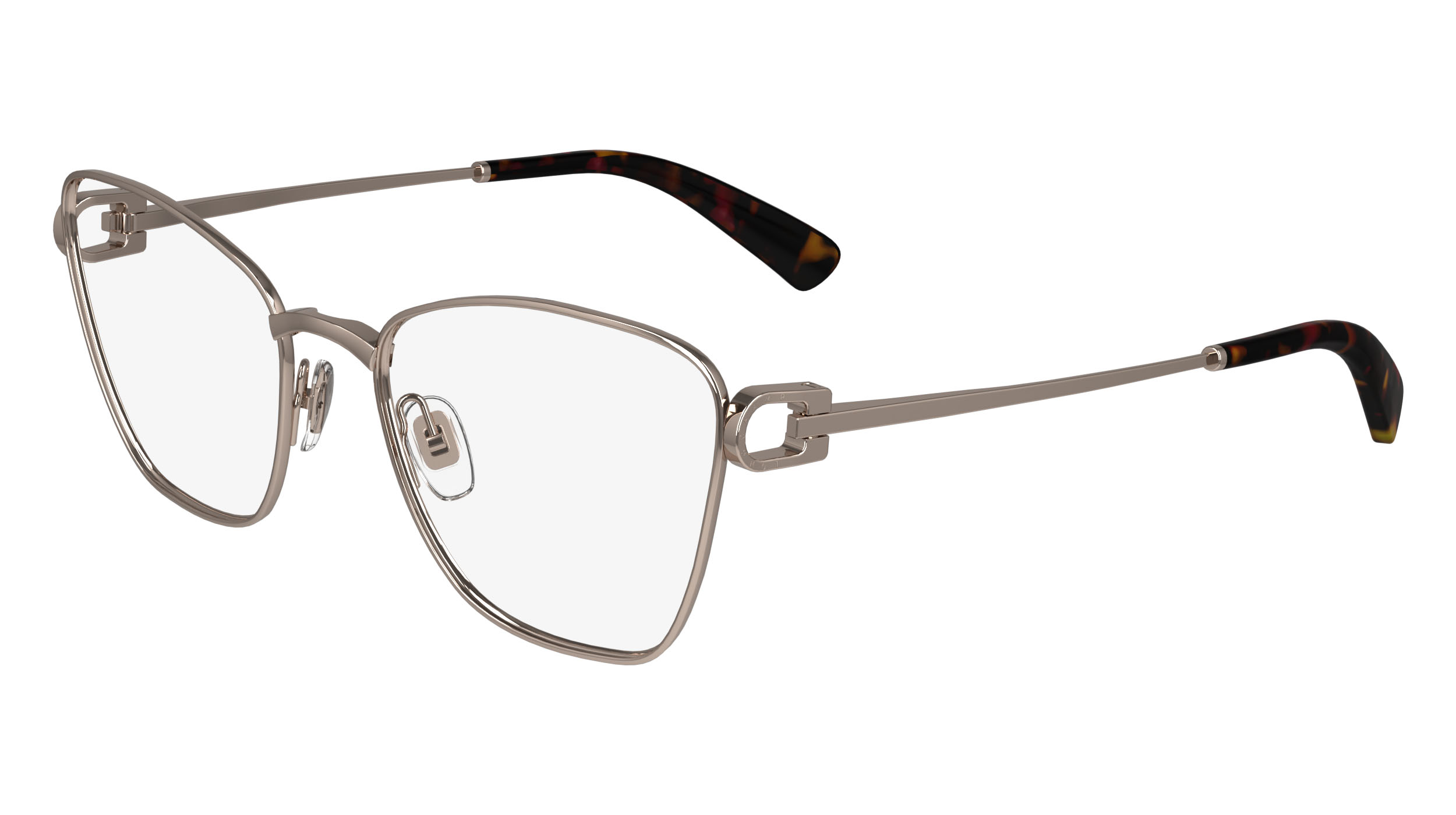 Paire de lunettes de vue Longchamp Lo2162 couleur or rose - Côté à angle - Doyle