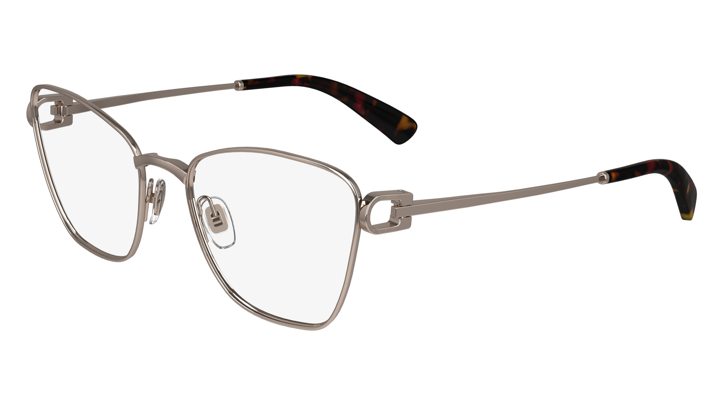 Paire de lunettes de vue Longchamp Lo2162 couleur argent satin - Côté à angle - Doyle