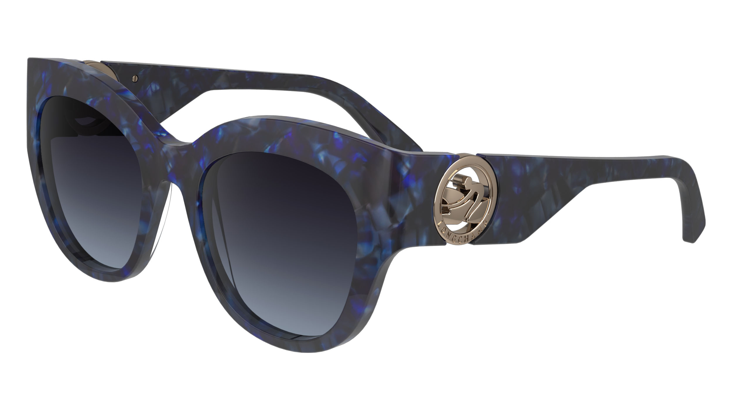 Paire de lunettes de soleil Longchamp Lo740s couleur marine - Côté à angle - Doyle