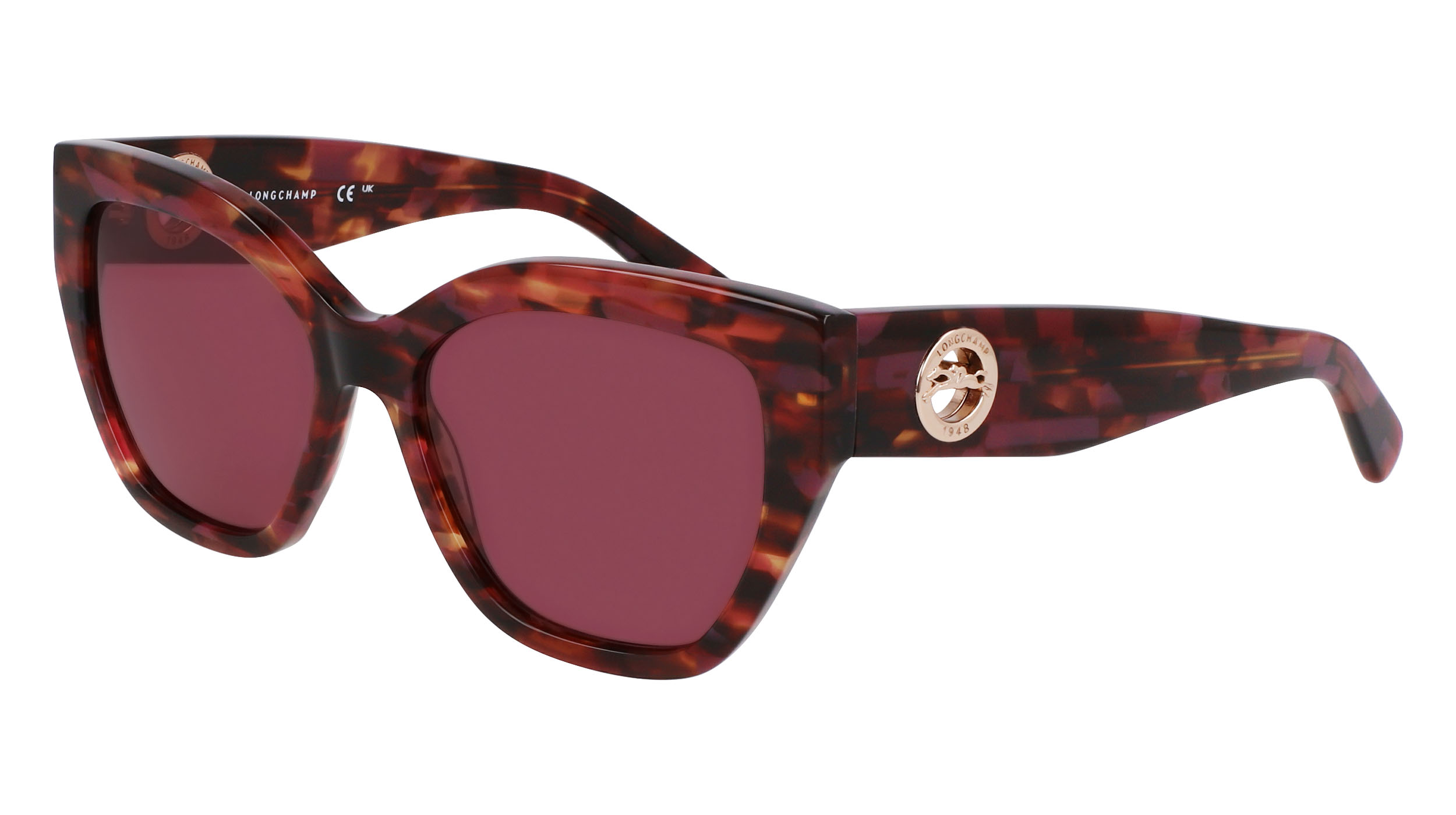 Paire de lunettes de soleil Longchamp Lo741s couleur rose - Côté à angle - Doyle