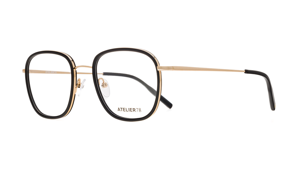 Paire de lunettes de vue Atelier-78 Sam couleur noir or - Côté à angle - Doyle
