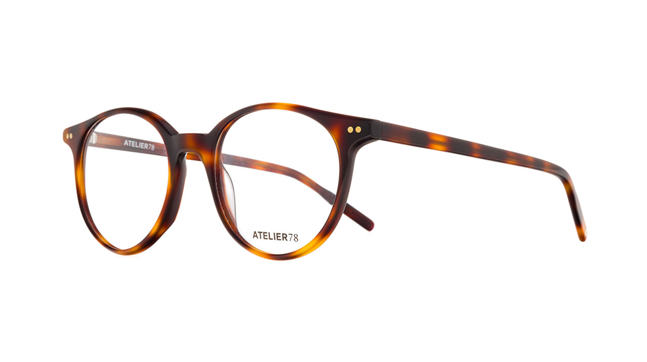 Paire de lunettes de vue Atelier-78 Noa couleur havane - Côté à angle - Doyle