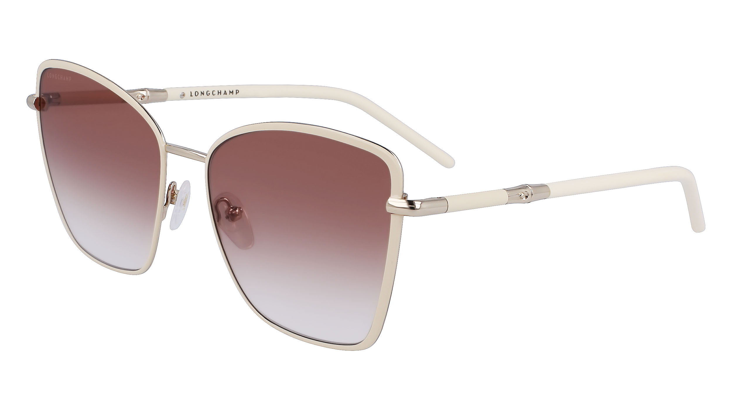 Paire de lunettes de soleil Longchamp Lo167s couleur blanc - Côté à angle - Doyle