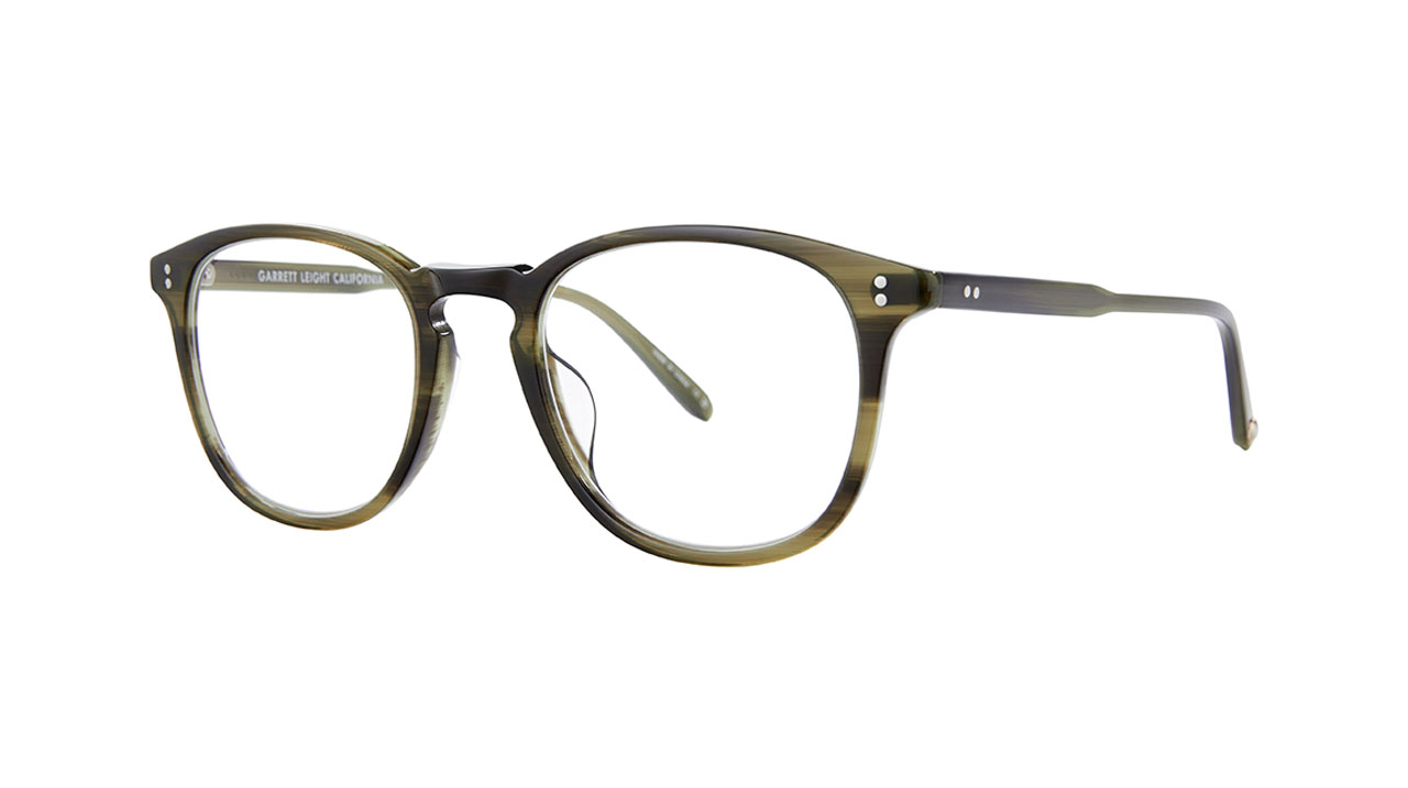 Paire de lunettes de vue Garrett-leight Kinney couleur vert - Côté à angle - Doyle