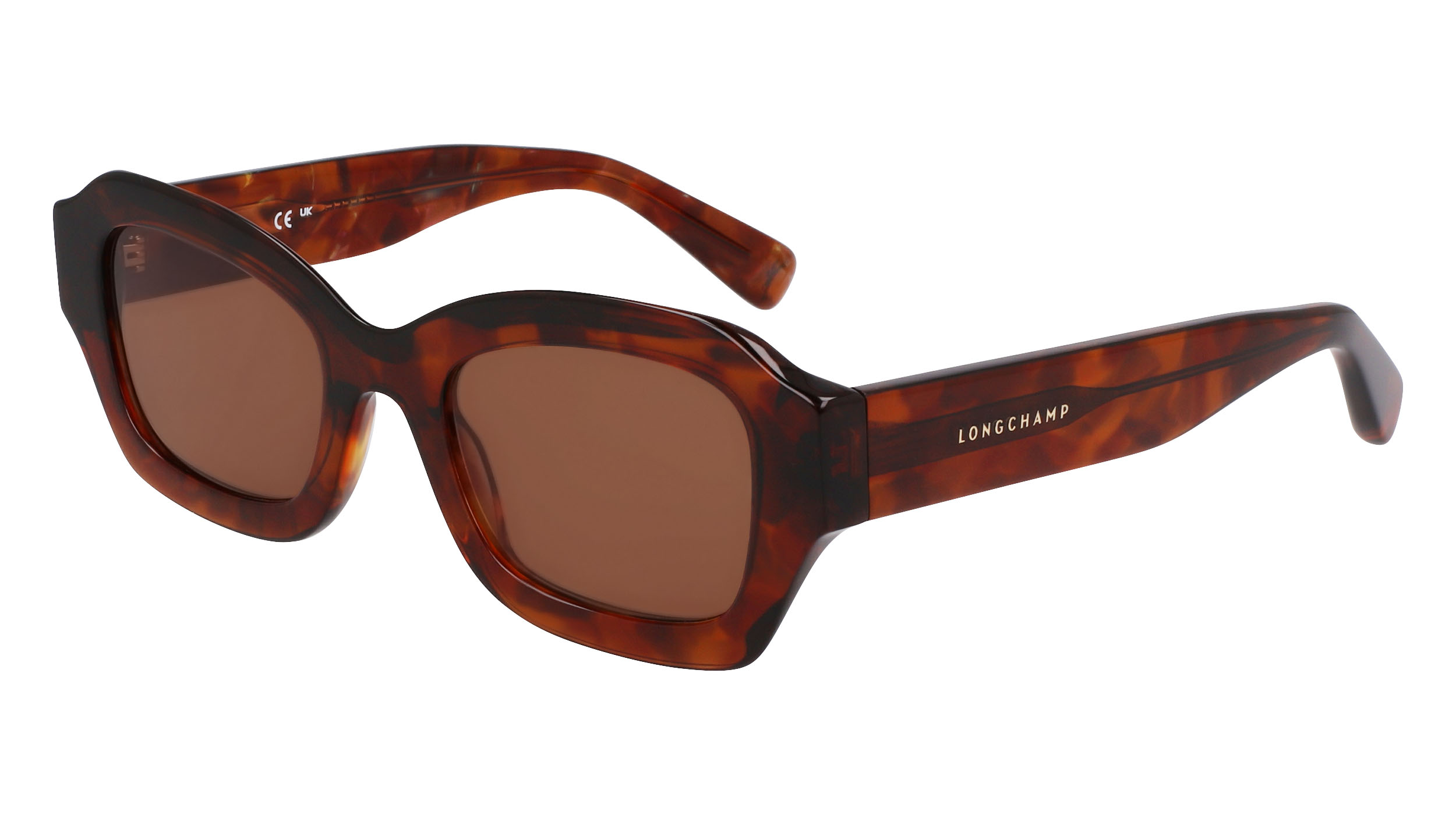Paire de lunettes de soleil Longchamp Lo749s couleur brun - Côté à angle - Doyle