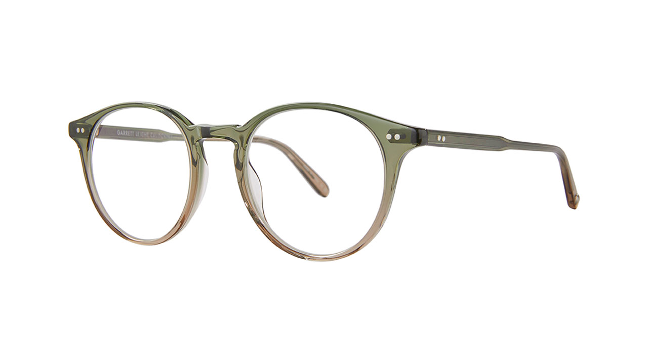 Paire de lunettes de vue Garrett-leight Clune couleur vert - Côté à angle - Doyle
