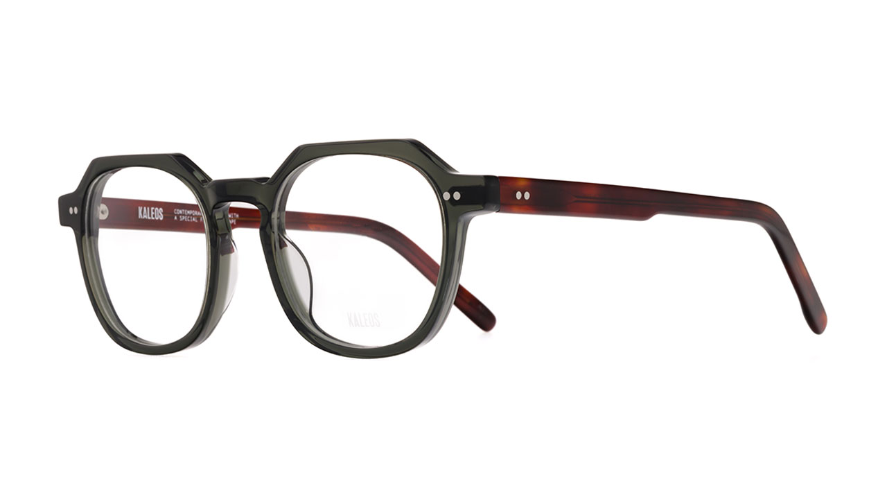 Paire de lunettes de vue Kaleos Pennyworth couleur olive - Côté à angle - Doyle