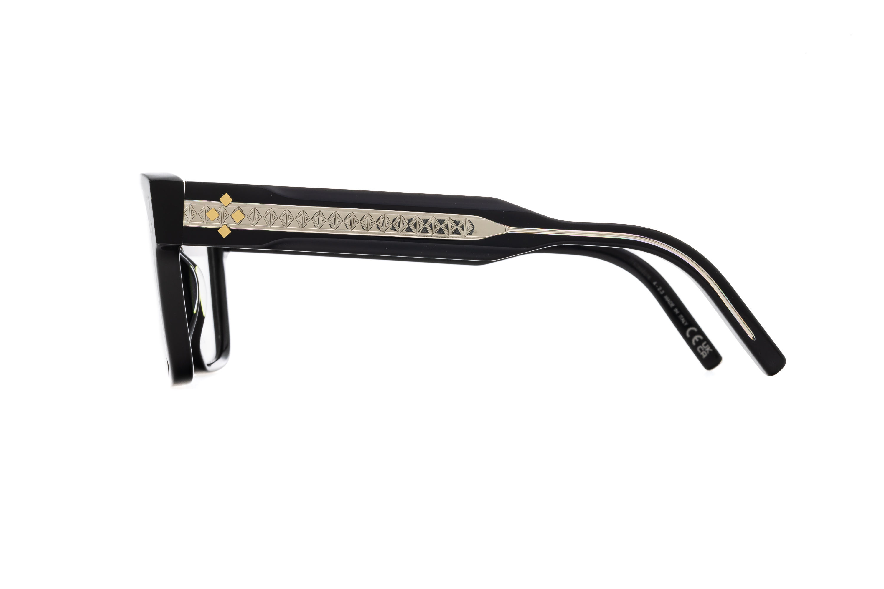 Paire de lunettes de vue Christian-dior Cd diamondo s6i couleur noir or - Côté droit - Doyle